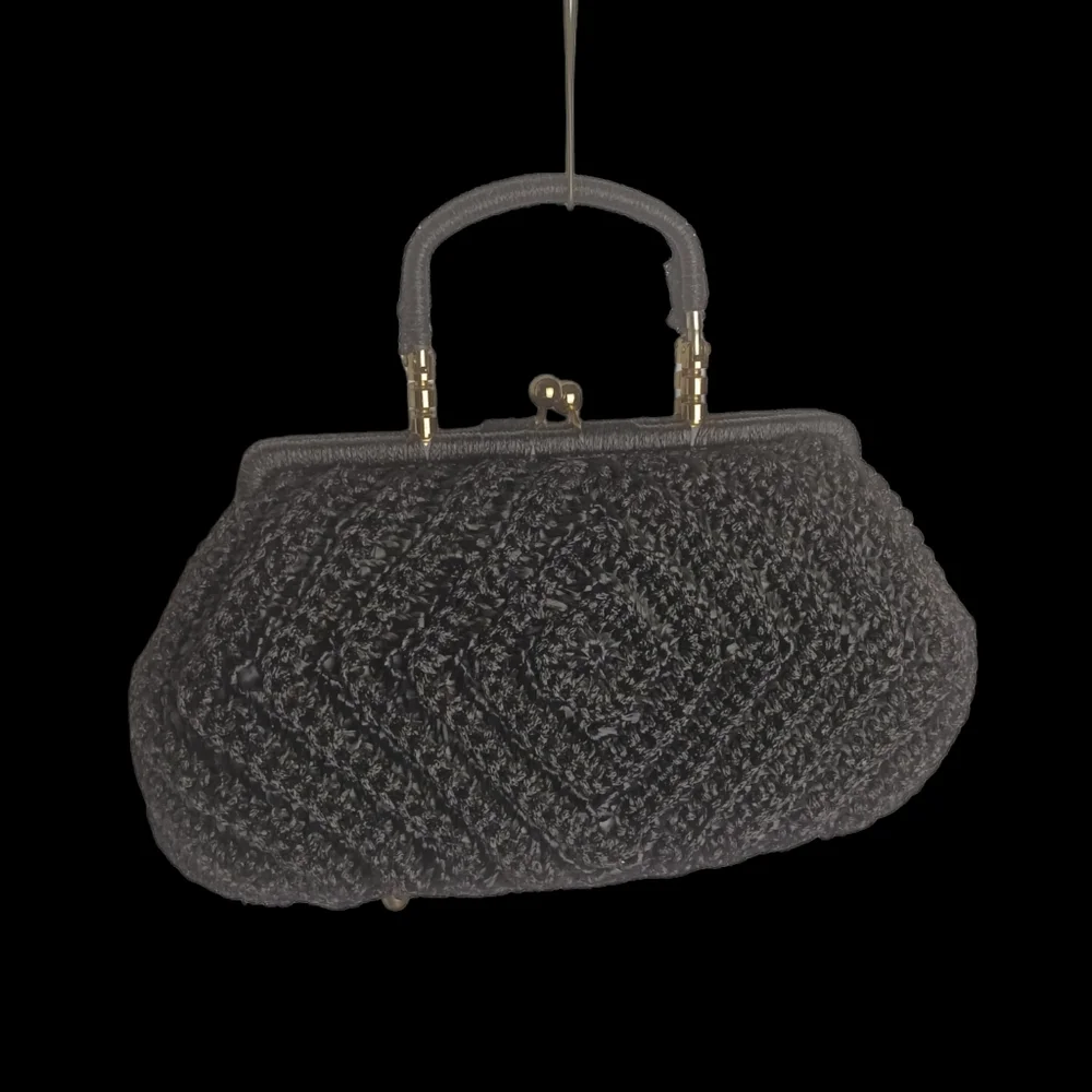 Vintage/Estate Rare Bara Japan Chevron Raffia Top Handle Purse "HOT!" - Picture 7 of 16